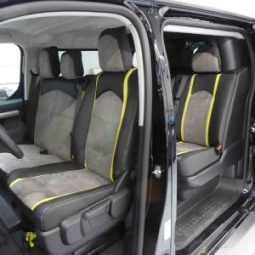 Cofransel - Rénovation de sièges - Sellerie en cuir et Alpaga bicolore pour Ford